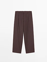 Darted pinstripe trousers