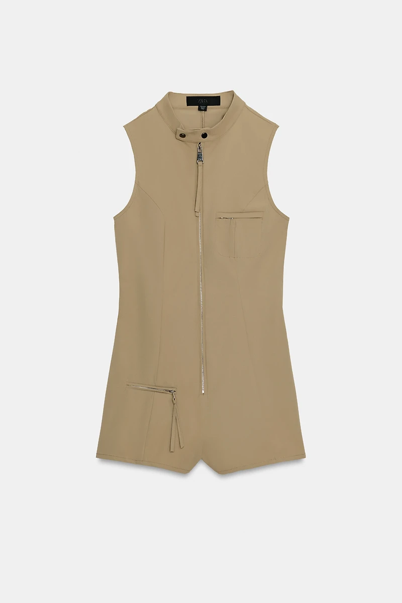 SHORT ZIPPER JUMPSUIT