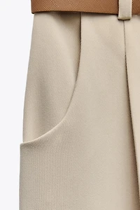 BELTED PLEATED PANTS