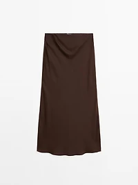Jupe midi fluide en tissu satiné