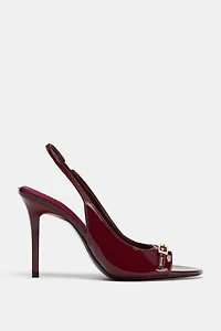 PATENT FINISH HEELED SANDALS