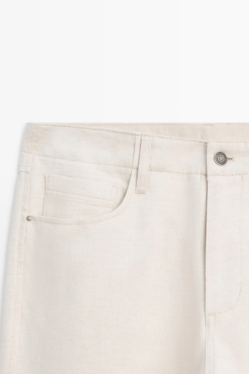 Cotton and linen tapered fit jeans