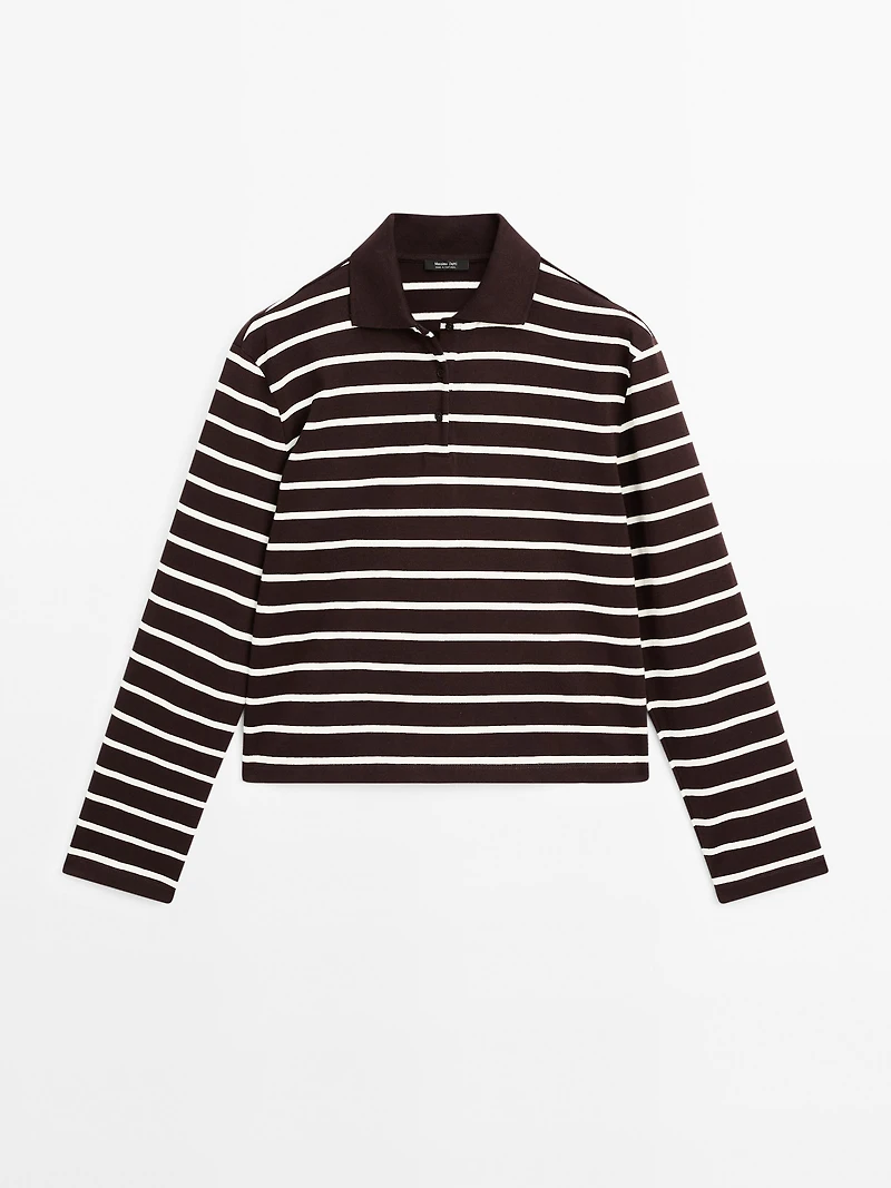 100% cotton striped polo shirt