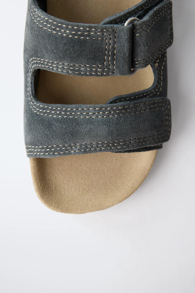 DOUBLE STRAP LEATHER SANDALS