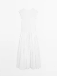 Long contrast V-neck dress