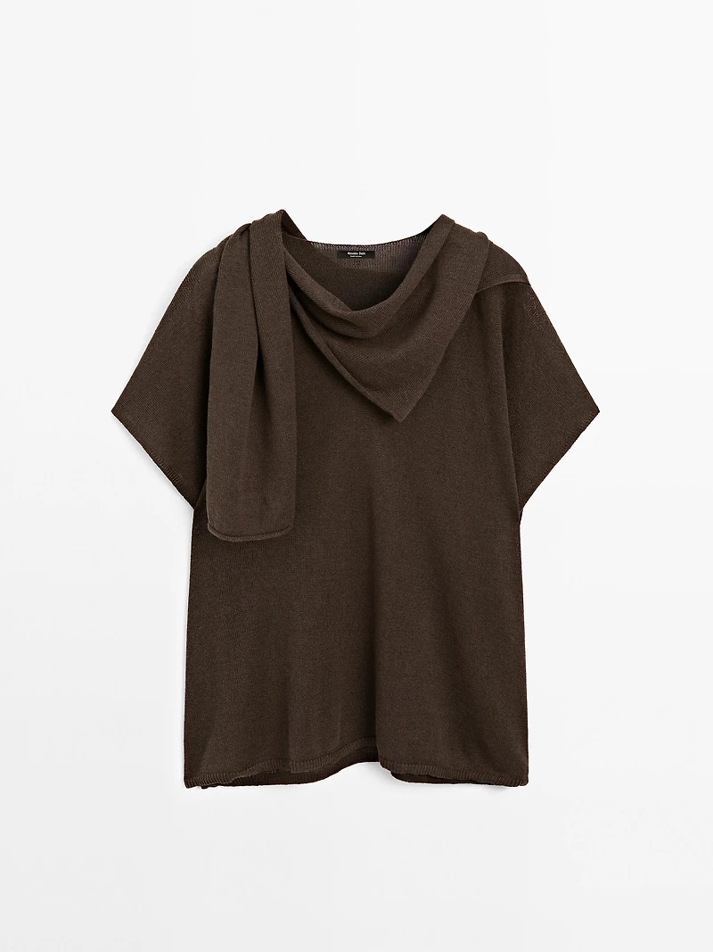 Knit cape with scarf