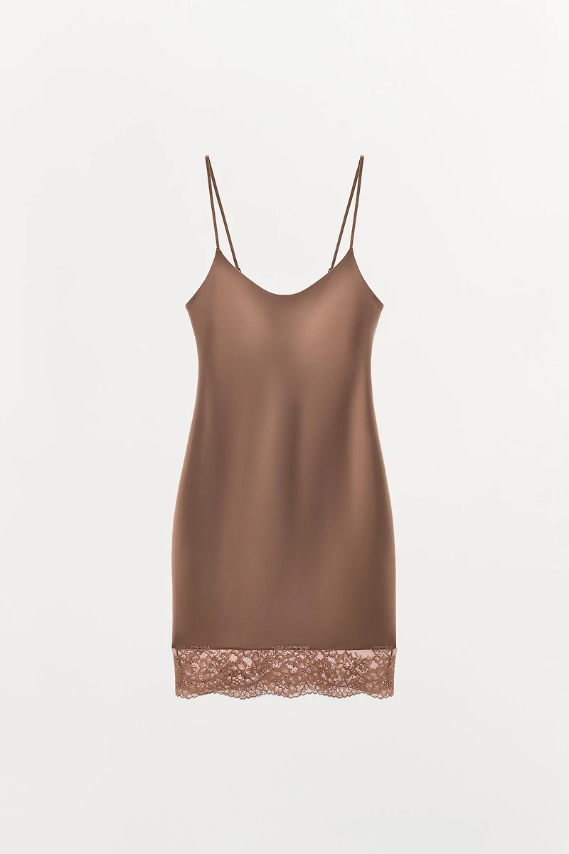 SHORT POLYAMIDE BLEND LACE DRESS