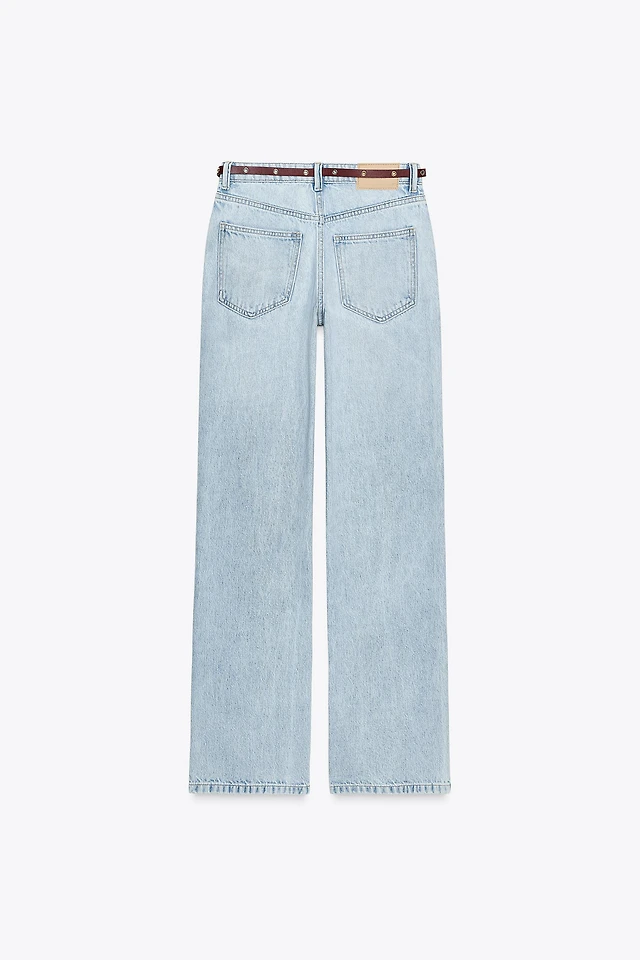Zara Z1975 HIGH-WAISTED REGULAR FIT JEANS WITH BELT Place Rosemère