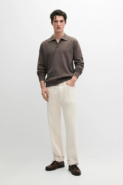 Pull polo en maille de coton à boutons