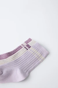 LOT DE TROIS PAIRES CHAUSSETTES LONGUES À RAYURES