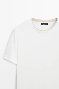 Linen and cotton double-collar T-shirt