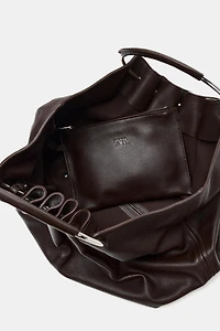 SAC SEAU EN CUIR ANSE RIGIDE