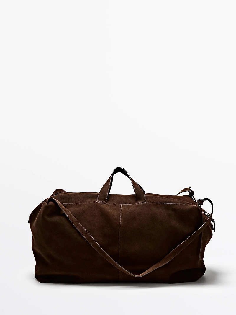 Suede leather maxi duffle bag