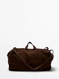 Suede leather maxi duffle bag