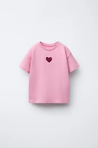 EMBROIDERED AND TEXT T-SHIRT