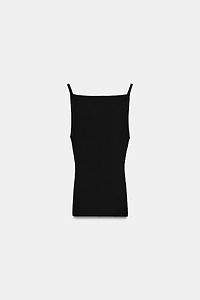 RIBBED KNIT HALTER TOP