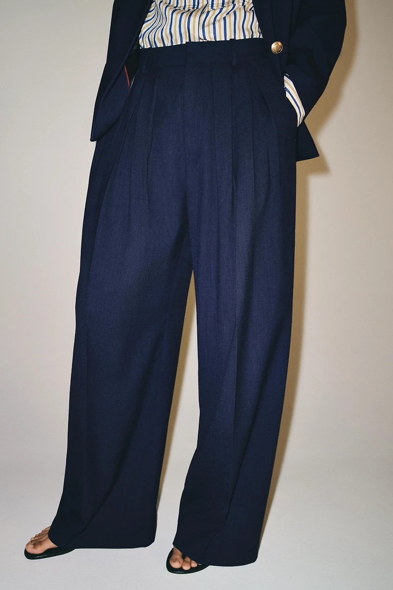 ZW COLLECTION WIDE-LEG PLEATED TROUSERS