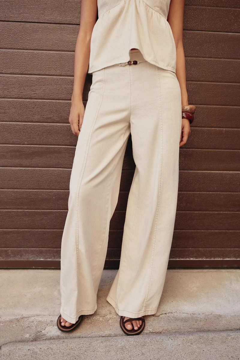 Z1975 BEADED HIGH RISE WIDE LEG JEANS
