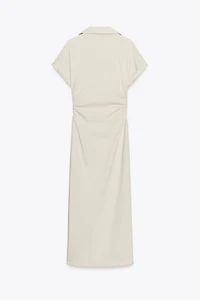 RUCHED WAIST MIDI DRESS