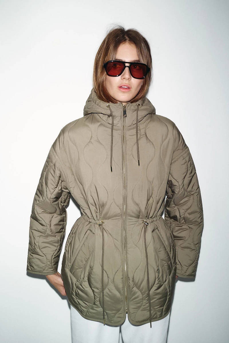 WATER REPELLENT HOODED PUFFER JACKET