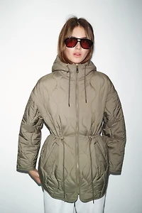 WATER REPELLENT HOODED PUFFER JACKET