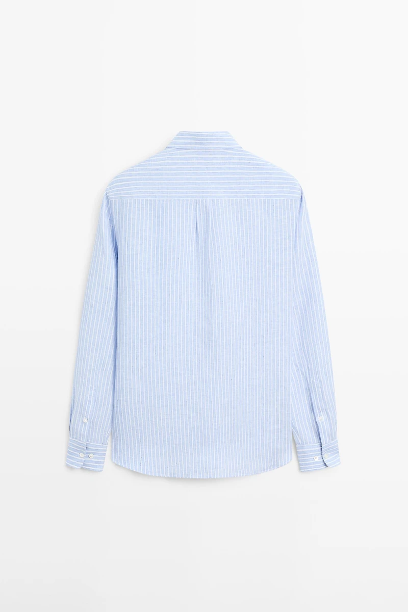 Chemise en lin à rayures regular fit