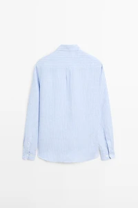 Chemise en lin à rayures regular fit