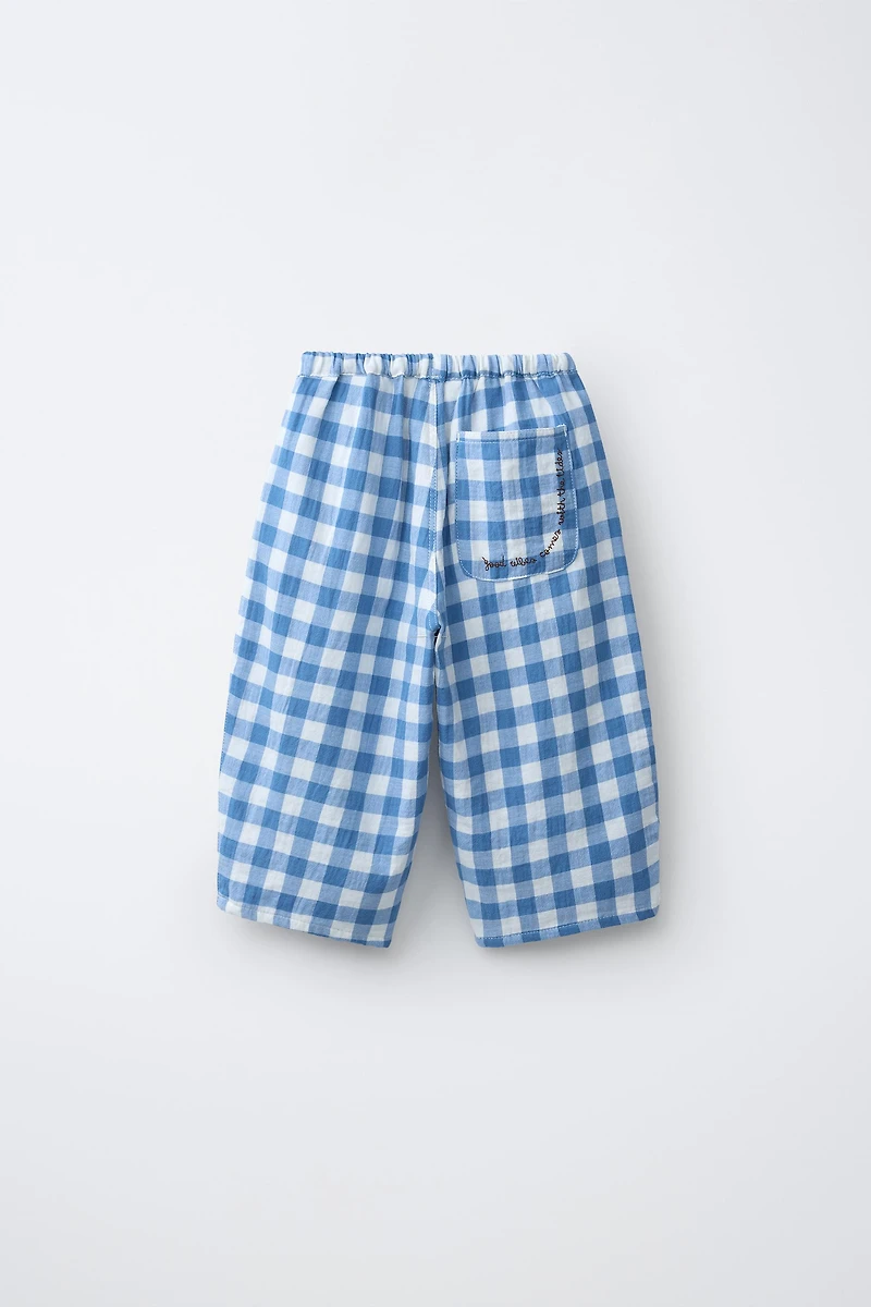 GINGHAM TEXTURED PANTS