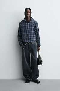 ZIP-UP PLAID SHIRT