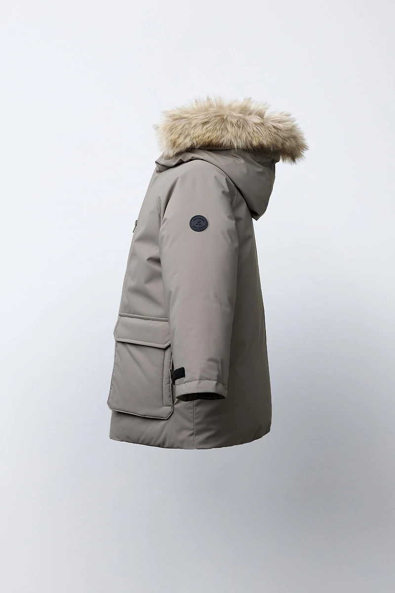 WATER REPELLENT PARKA WITH REMOVABLE FAUX FUR HOODIE
