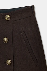 100% WOOL BUTTONED BERMUDA SHORTS ZW COLLECTION