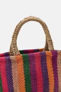 OVAL JUTE STRIPED MINI BAG