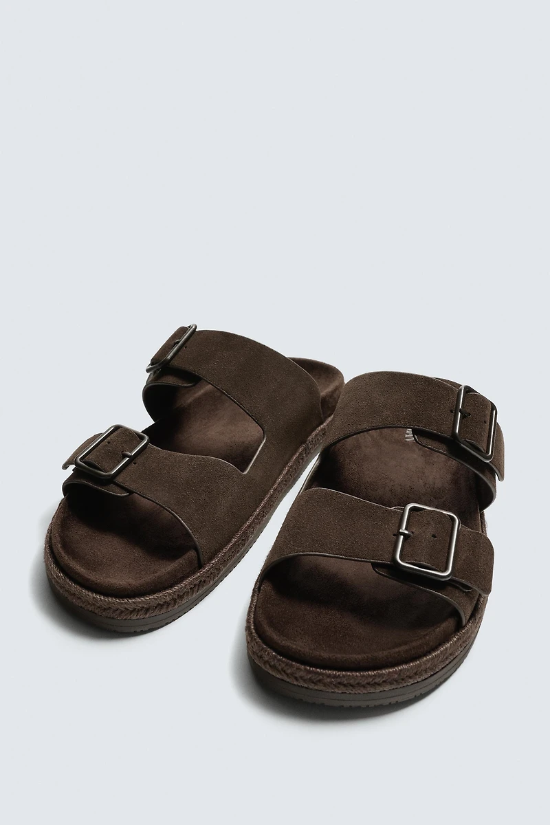 DOUBLE STRAP LEATHER SANDALS