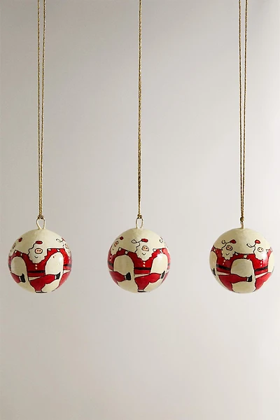 SET OF SANTA CLAUS CHRISTMAS TREE BALL ORNAMENTS (SET OF 3)