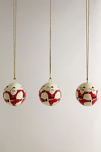 SET OF SANTA CLAUS CHRISTMAS TREE BALL ORNAMENTS (SET OF 3)