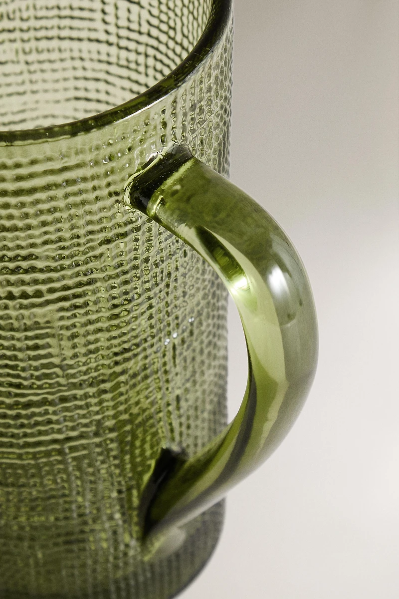 RAISED DESIGN GLASS PITCHER