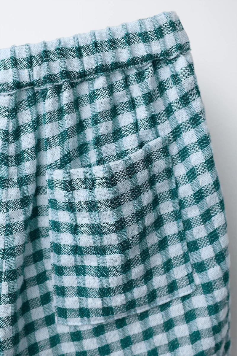 PANTALON BAGGY À CARREAUX TEXTURÉ