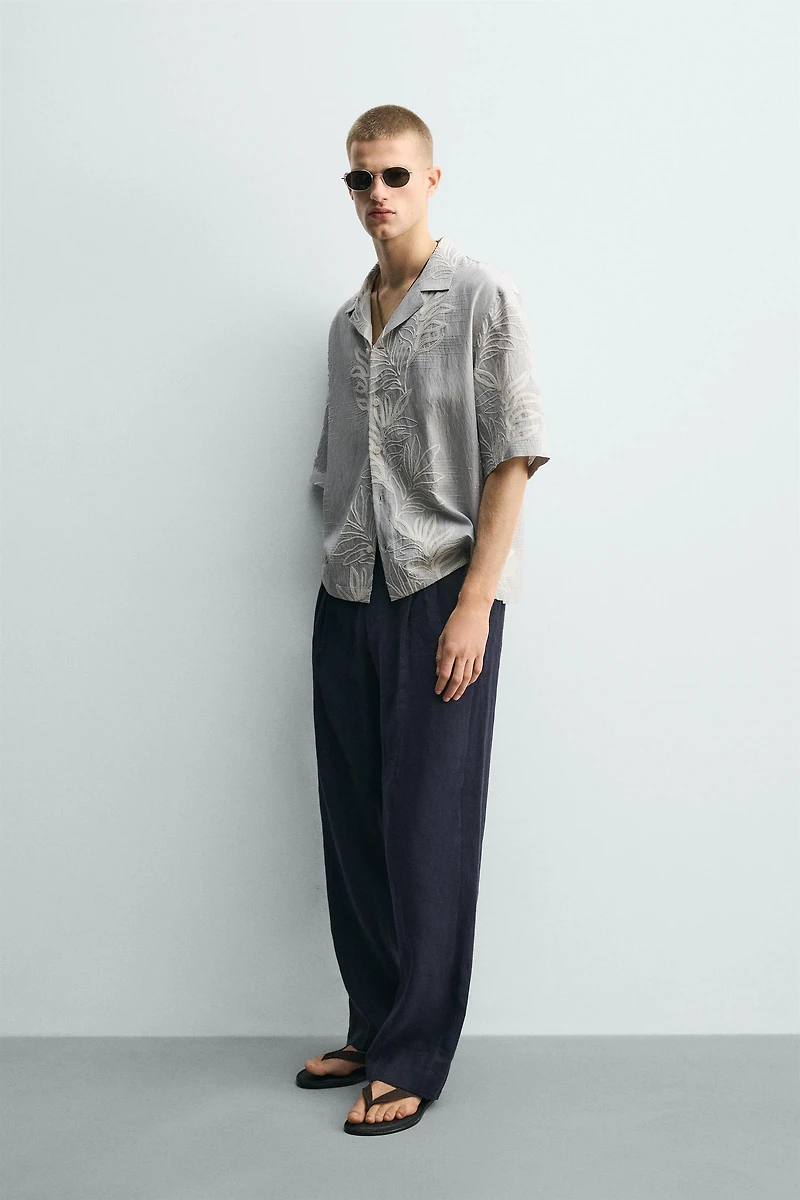 EMBROIDERED LEAF JACQUARD SHIRT