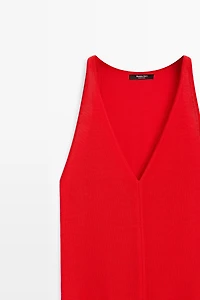V-neck knit midi dress