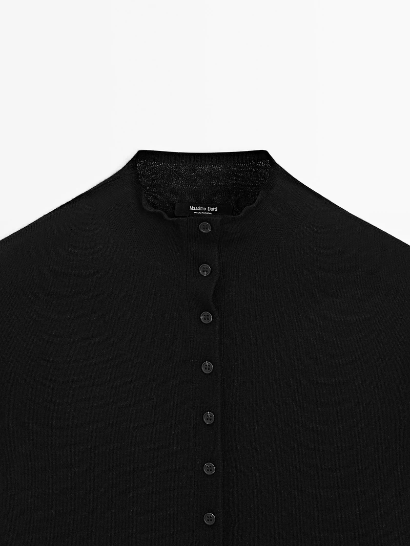 Knit cardigan with mock turtleneck