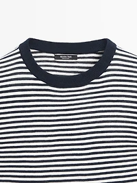 Striped cotton and silk knit sweater