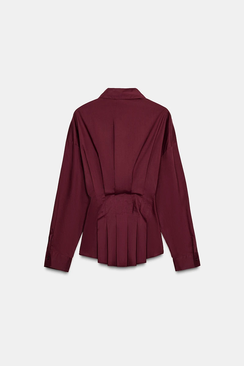 PLEATED POPLIN SHIRT