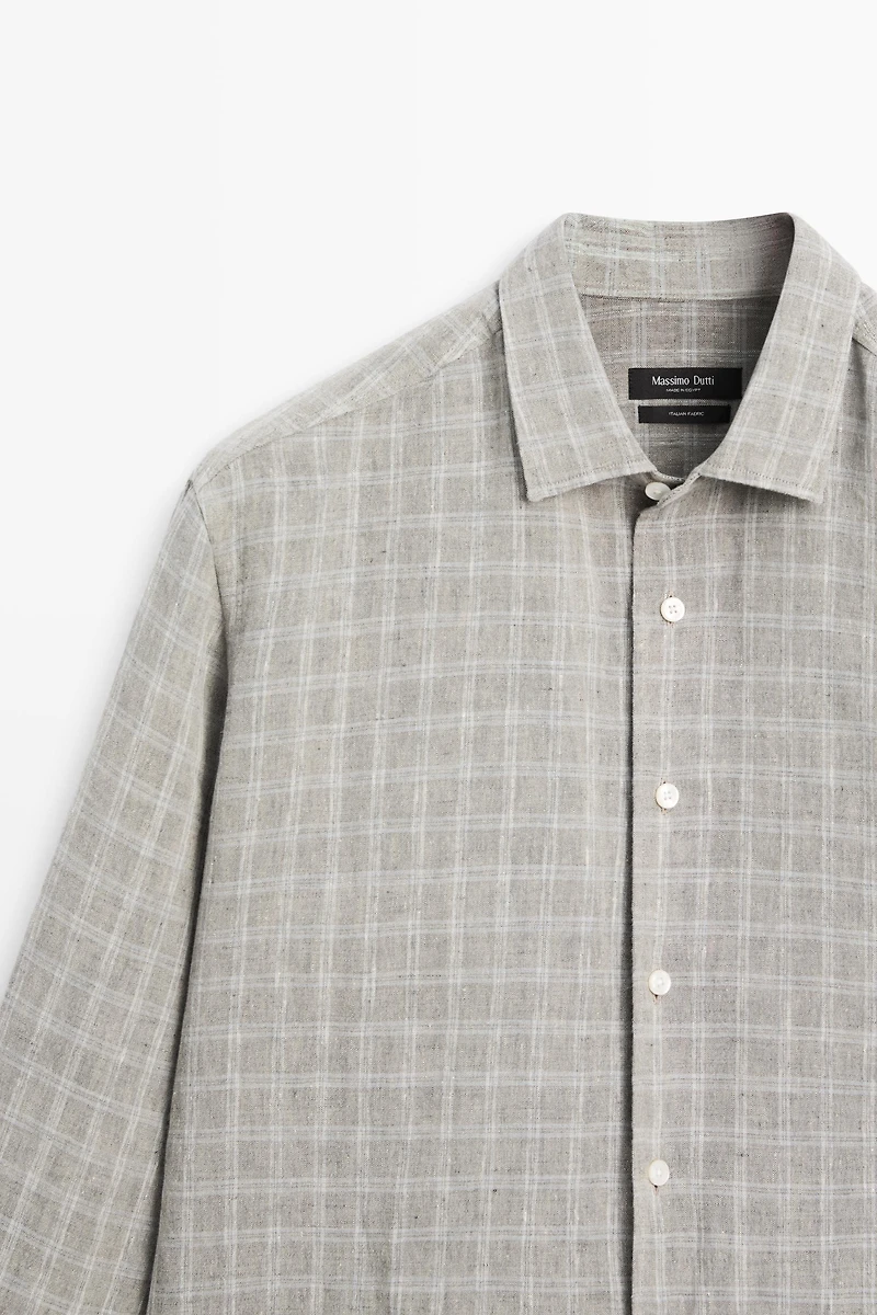 100% linen check shirt