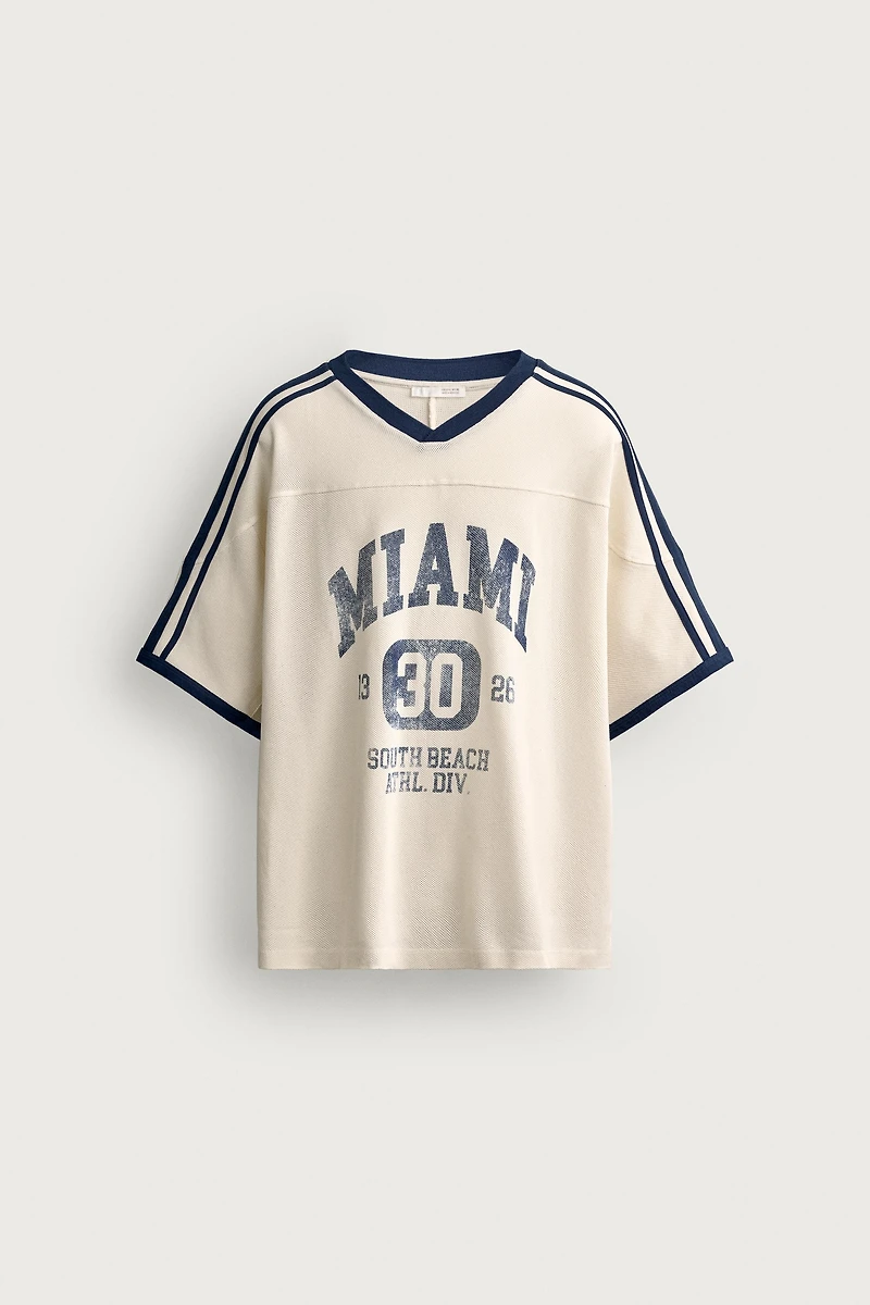 RELAXED FIT RETRO SOCCER PRINT T-SHIRT