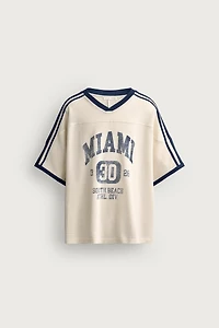 RELAXED FIT RETRO SOCCER PRINT T-SHIRT