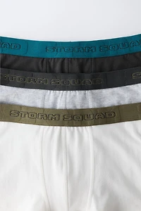 AGES 6-14 / THREE-PACK OF EMBOSSED TEXT BOXERS
