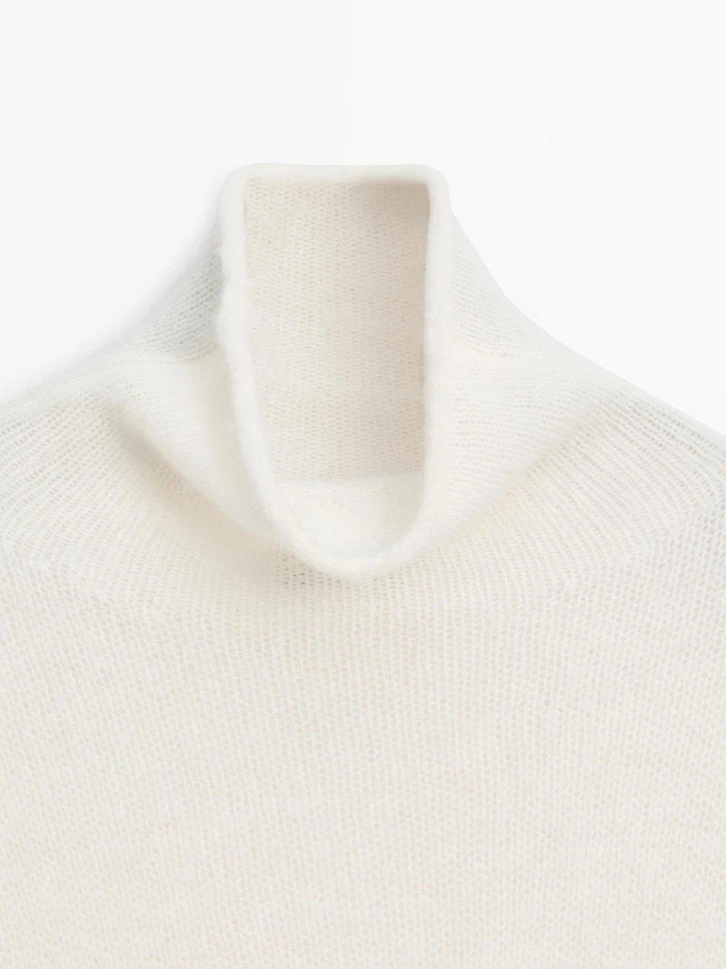 Wool high neck knit sweater