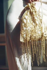 SEQUIN RUCHED BUCKET BAG