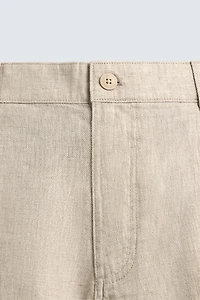 REGULAR FIT 100% LINEN CARGO SHORTS