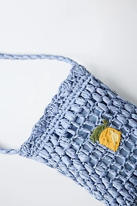 RAFFIA EFFECT FRUIT CROSSBODY BAG